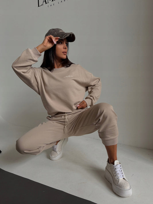 Komplet WOMAN beż rozmiar m/l La Manuel bluza spodnie Lamanuel