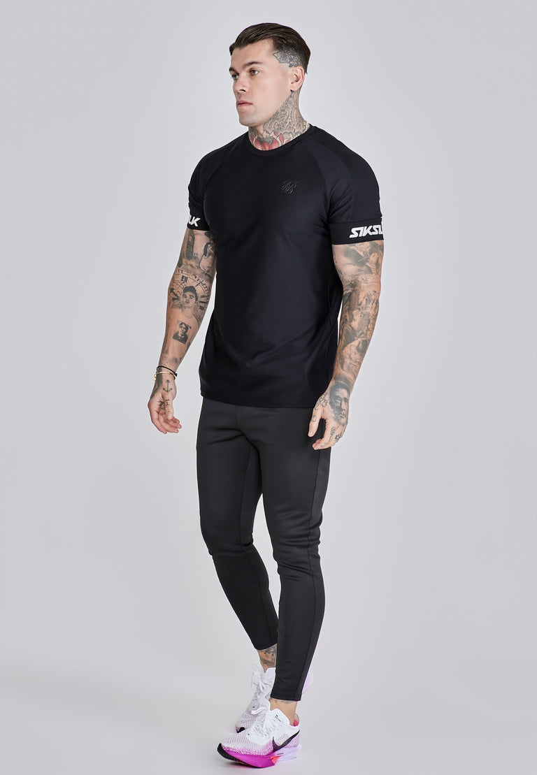 SIKSILK T-shirt męski czarny SS-27880 Tech T-shirt rozmiar L