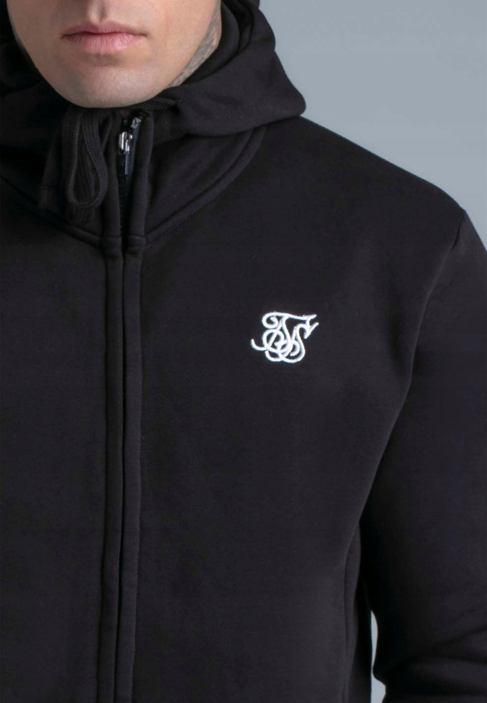 SIKSILK Bluza z Kapturem Rozpinana Essentials Zip Hoodie SS-28338 czarna XL