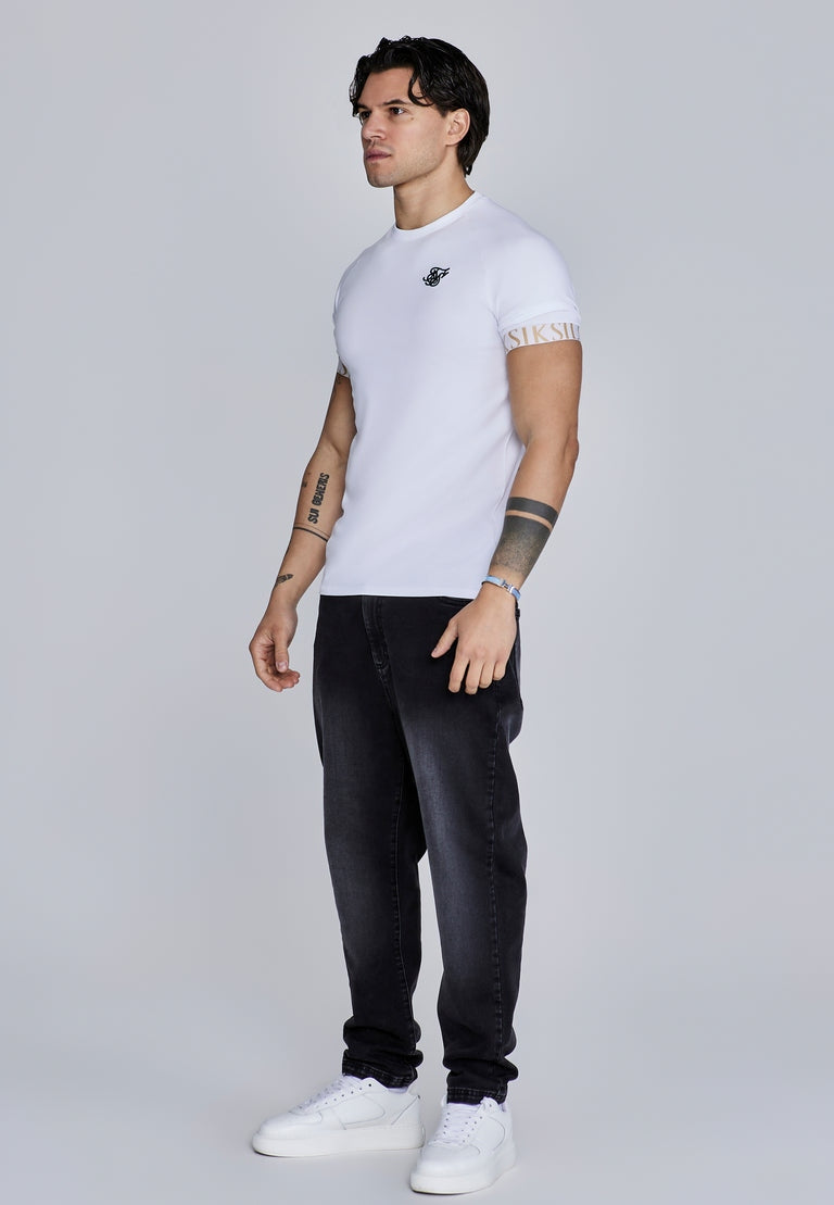 SIKSILK T-shirt męski biały SS-28084 Tech T-shirt rozmiar S