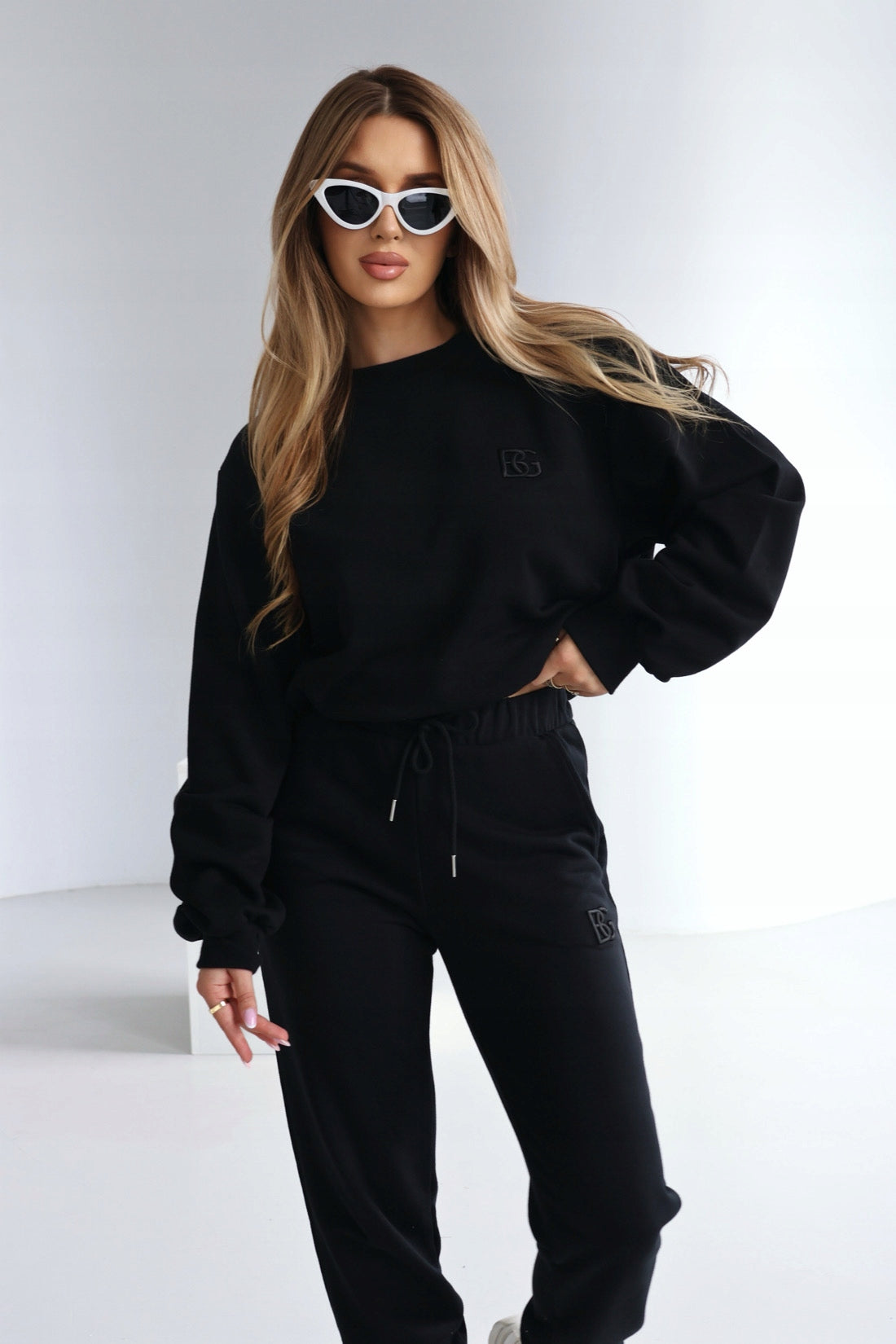 BRANDENBURG COUTURE Komplet dresowy czarny damski BG BASIC dresy rozmiar S