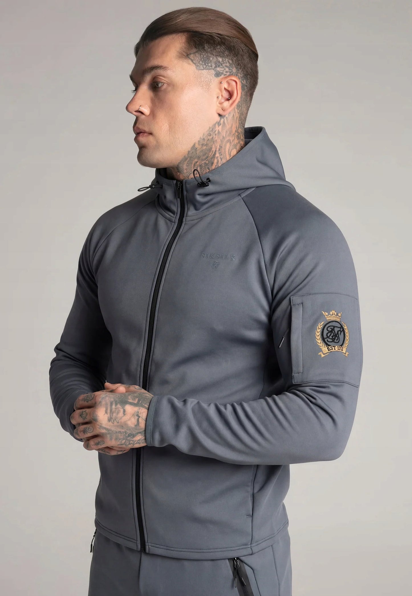 SIKSILK Bluza Męska Niebieska Rozpinana SS-28281 Full Zip Hoodie Premium L