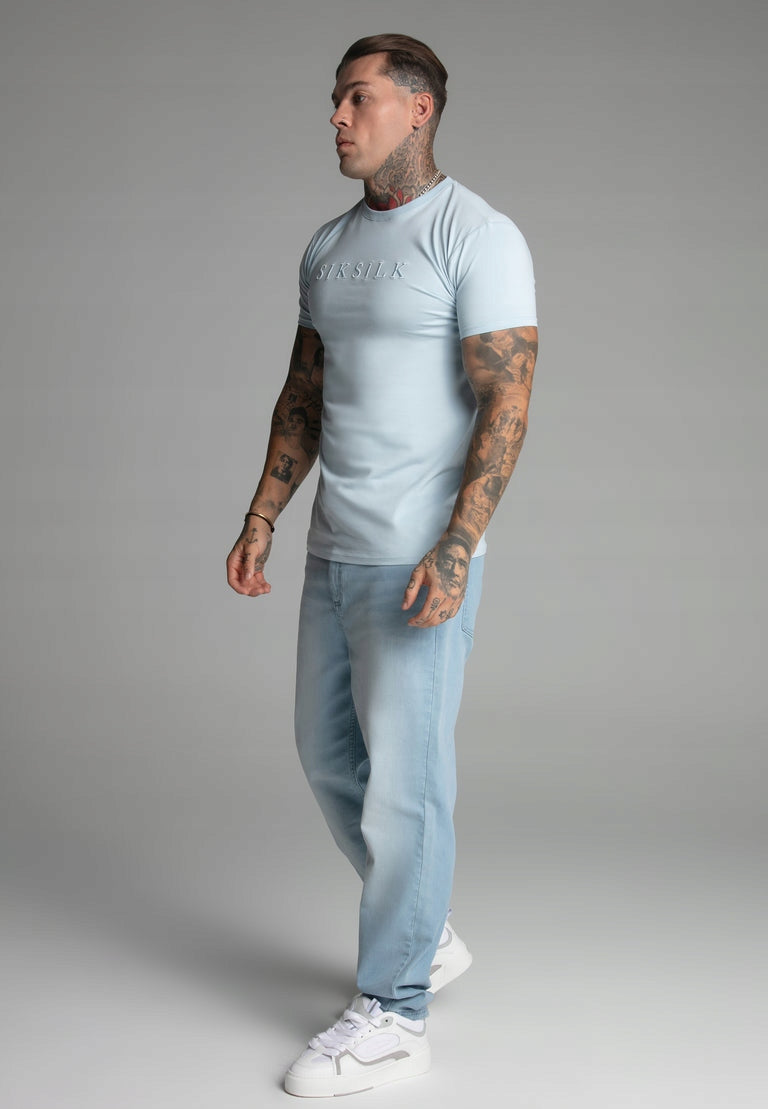 SIKSILK T-shirt męski niebieski SS-27372 koszulka Muscle Fit T-shirt roz XL
