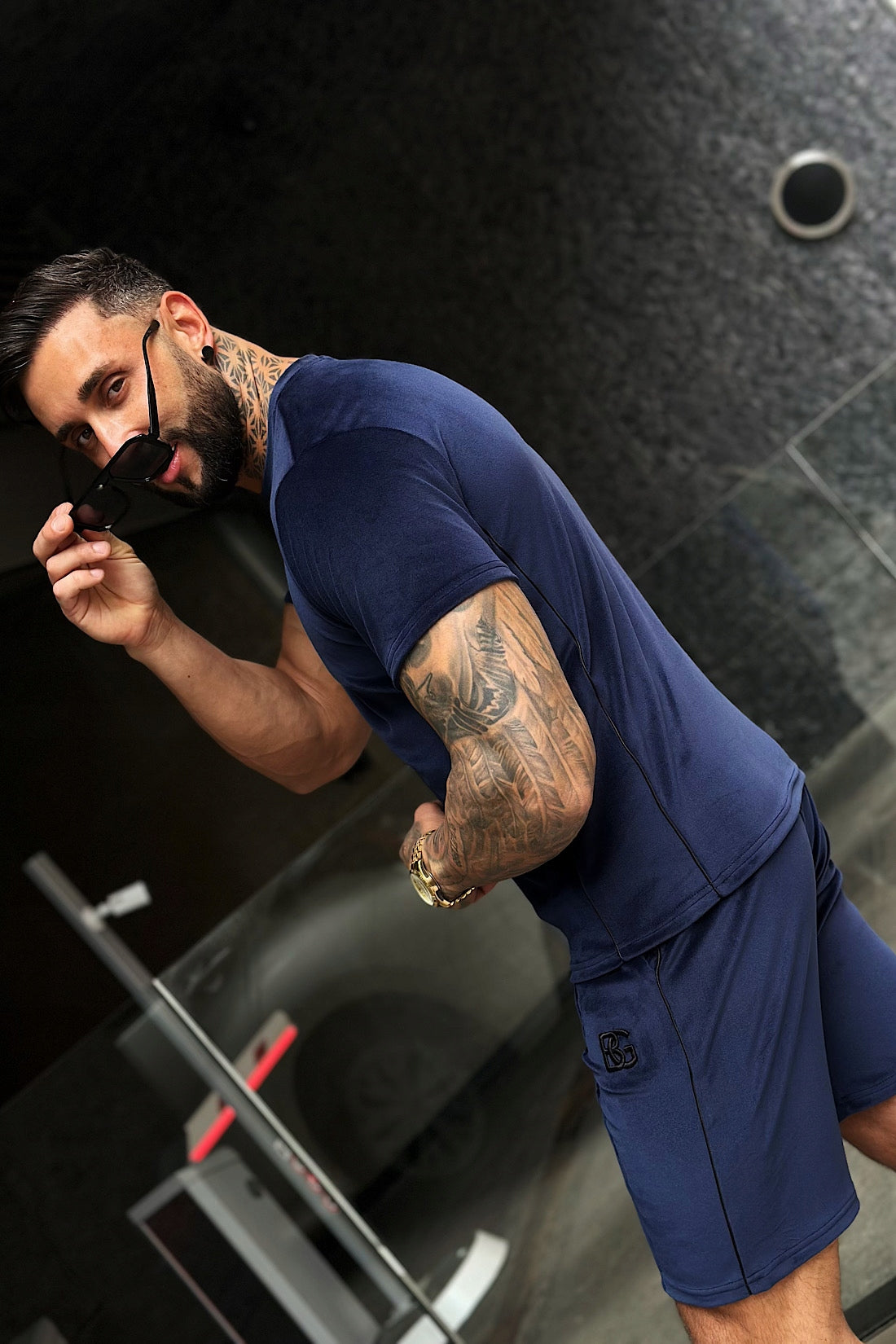 Brandenburg komplet dresowy t-shirt i spodenki ALONSO SILK granatowy L