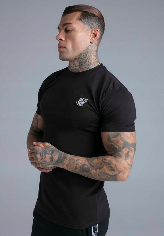 SIKSILK T-Shirt męski czarny klasyczny Essentials T-Shirt SS-28541 r. XL