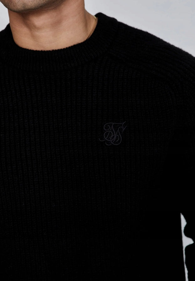 SIKSILK sweter męski czarny Knitted Sweater SS-27081 rozmiar XL