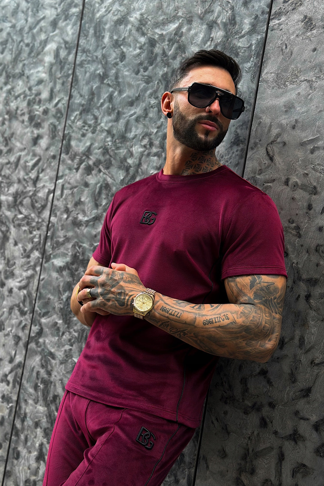 Brandenburg komplet dresowy krótki t-shirt i spodenki ALONSO I SILK bordo M
