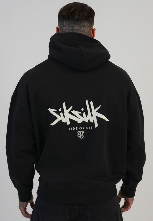 SIKSILK Graphic Hoodie SS-28757 Bluza z Kapturem Oversize czarna M