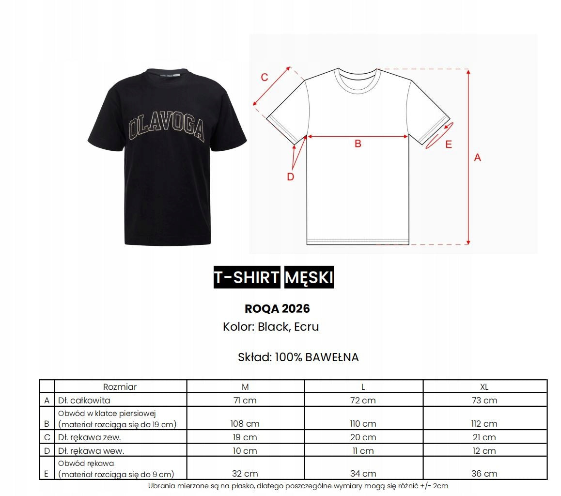 O LA VOGA BLUZKA T-SHIRT MĘSKI OLAVOGA ROQA CZARNY L