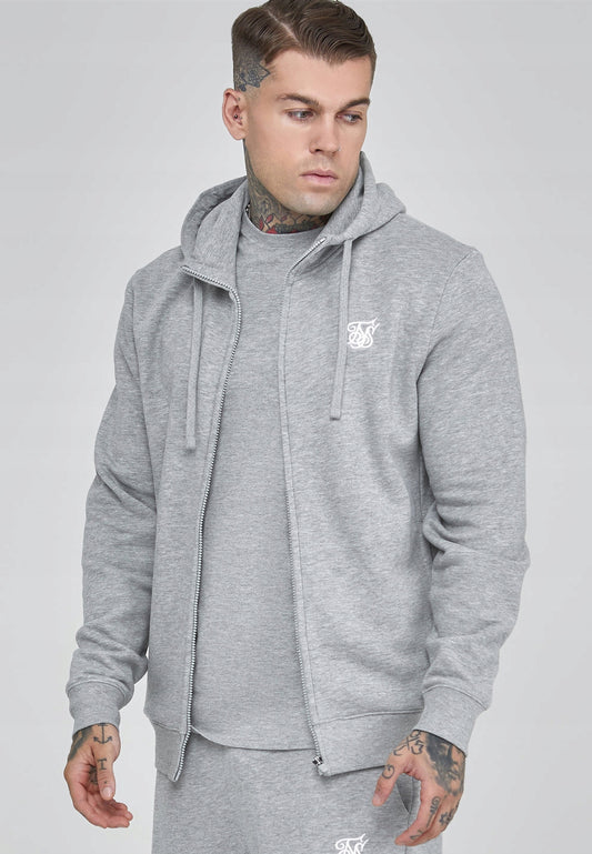 SIKSILK Bluza szara rozpinana SS-26933 Essentials Full Zip Hoodie rozmiar M
