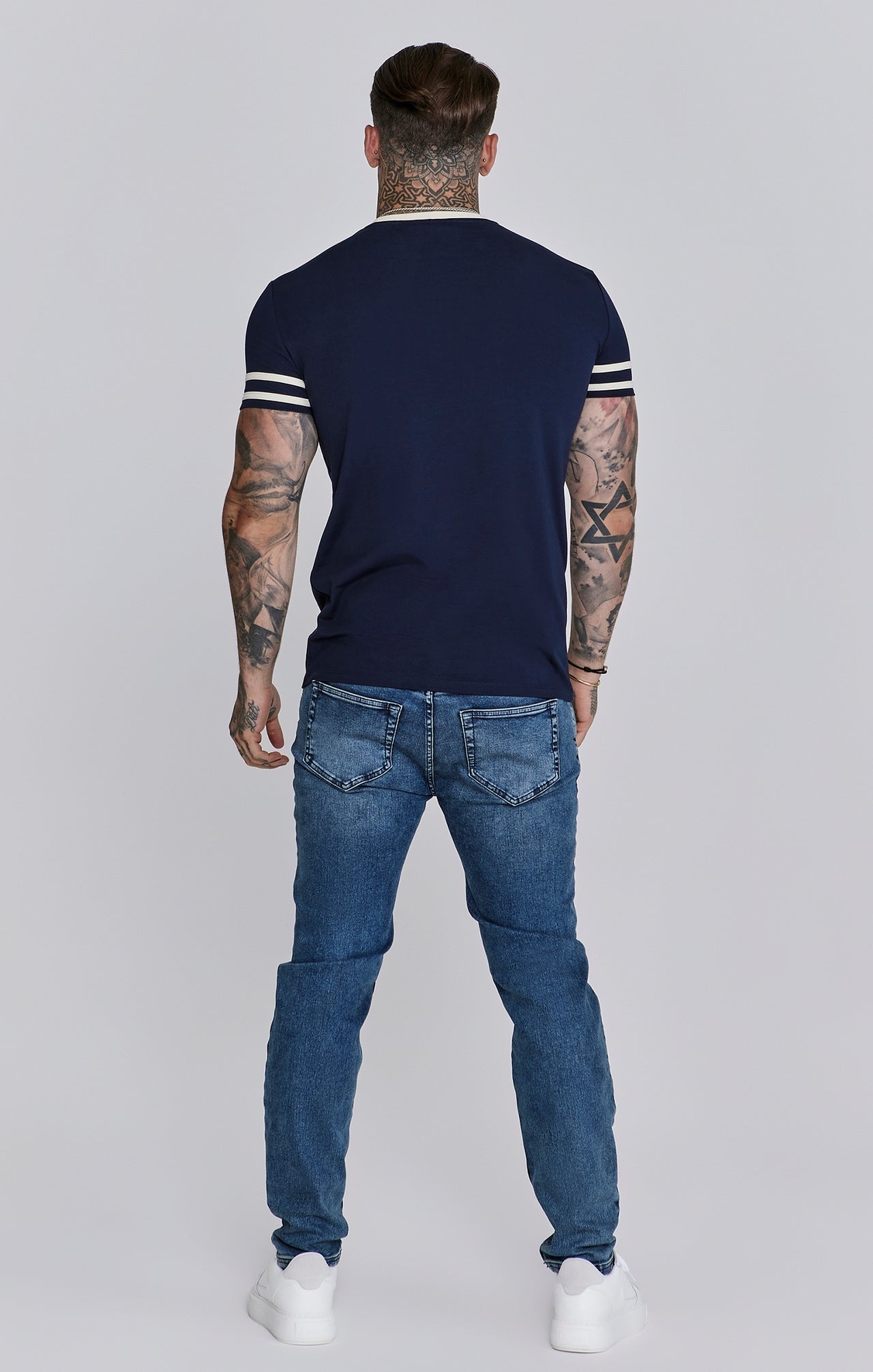SIKSILK T-Shirt męski niebieski granatowy SS-26756 rozmiar S