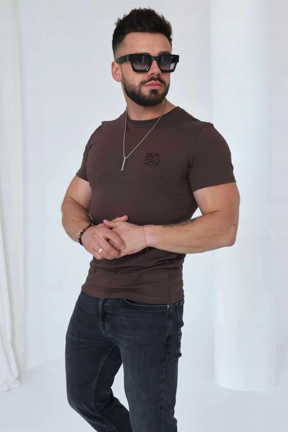 Brandenburg Couture T-SHIRT MĘSKI BG BOND | CZEKOLADA brązowy rozmiar L