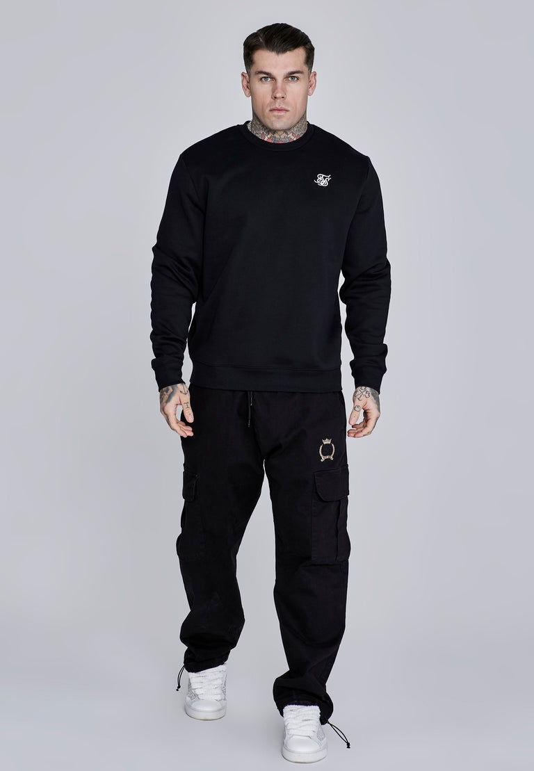 SIKSILK Bluza bez Kaptura Essentials Sweater SS-28342 czarna M