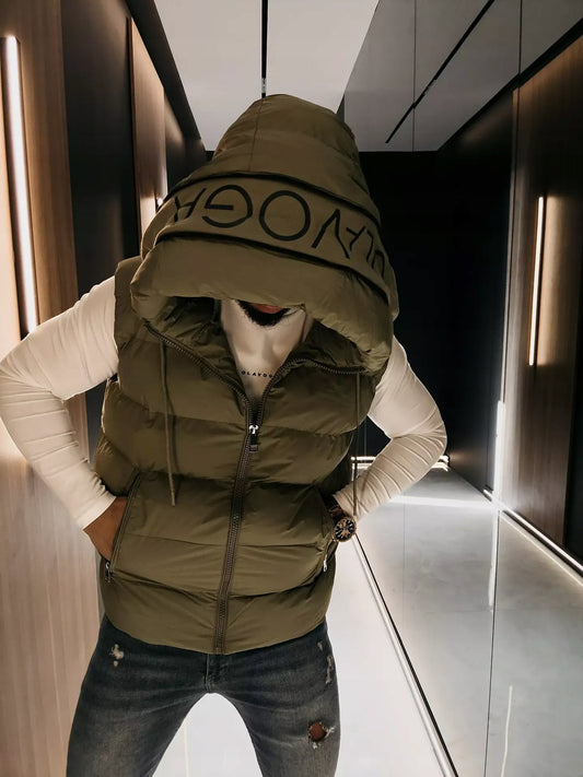Bezrękawnik męski pikowany OLAVOGA Men TAER - Khaki (Rozmiar: L)