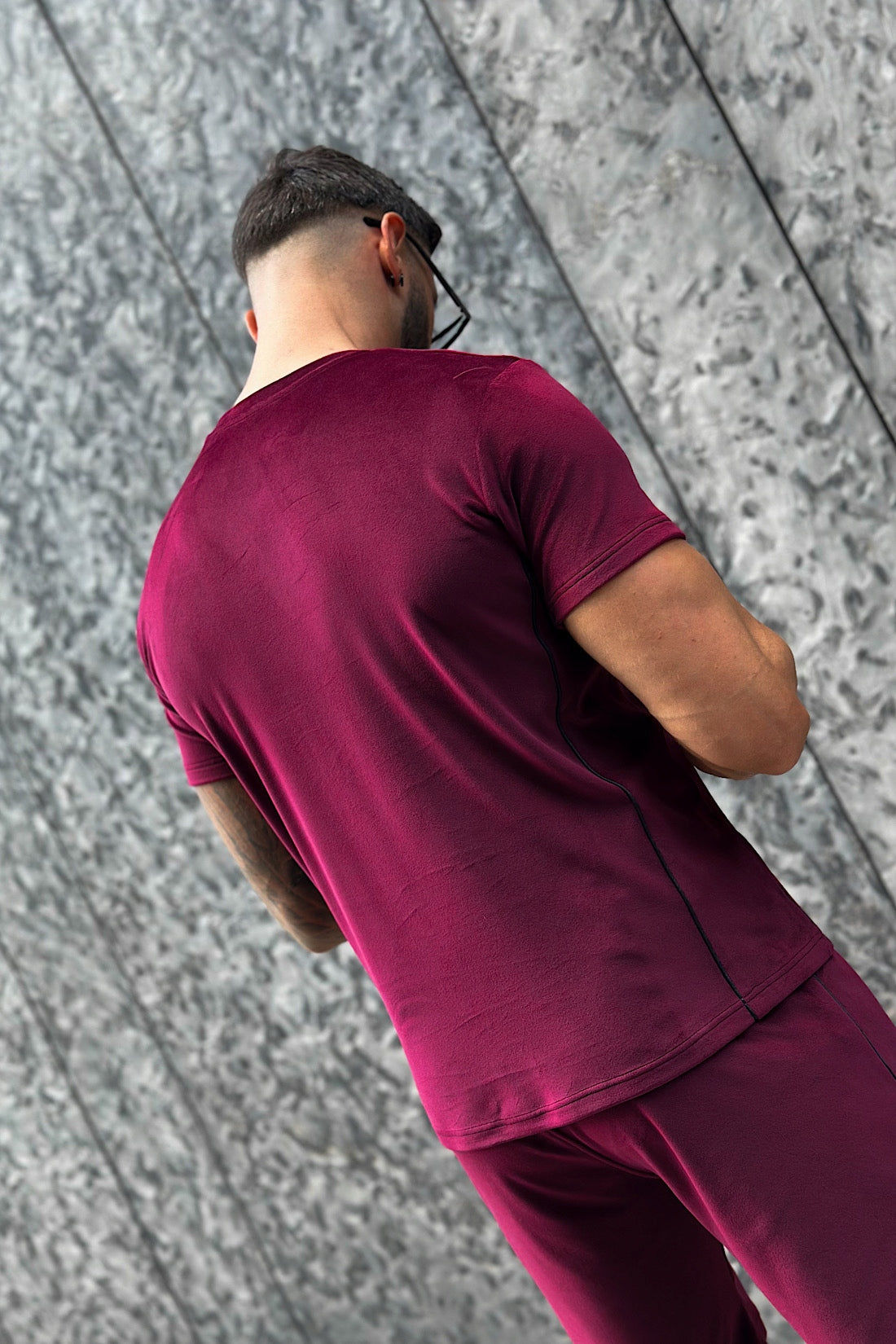 Brandenburg komplet dresowy krótki t-shirt i spodenki ALONSO I SILK bordo M