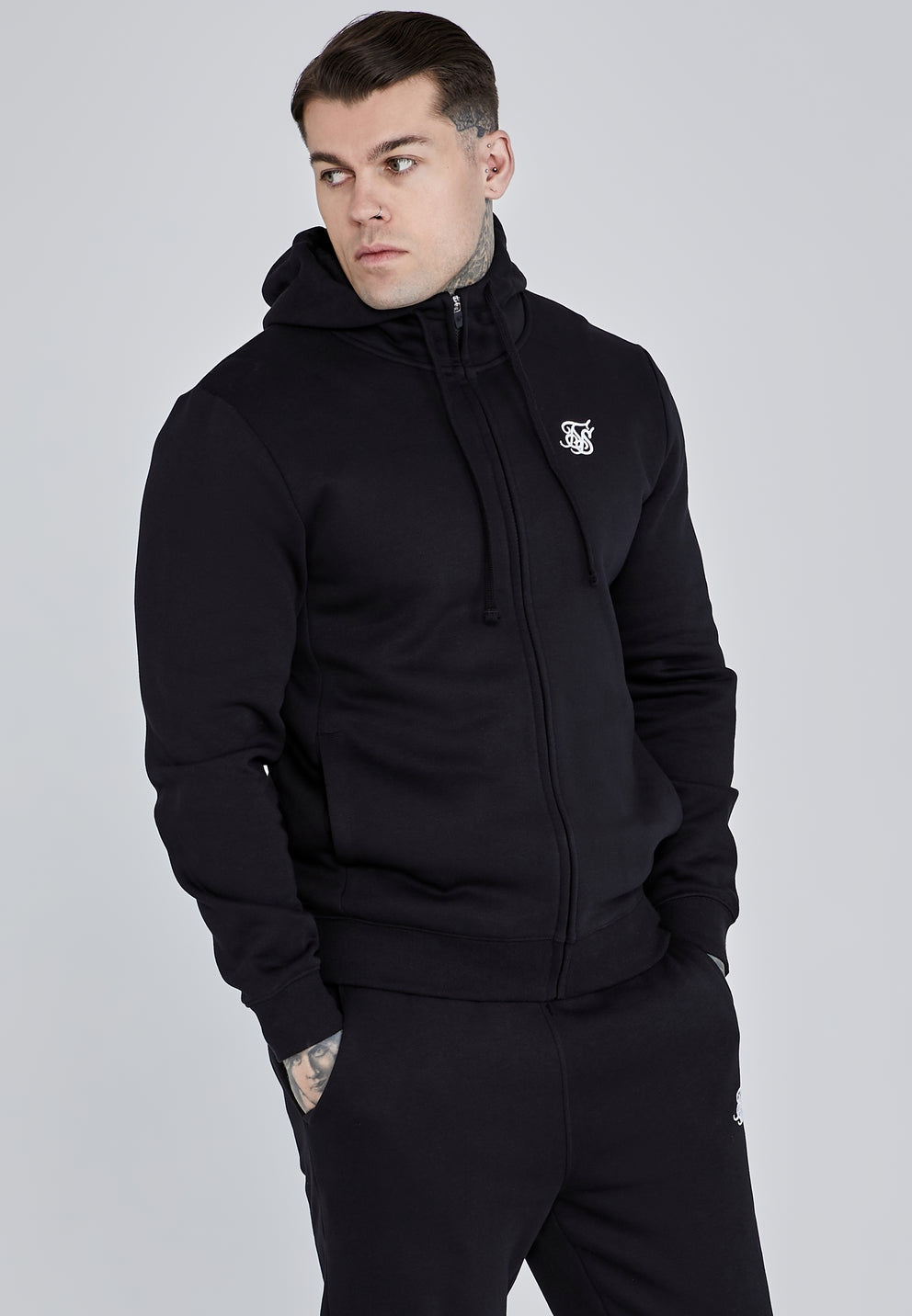 SIKSILK dresy męskie czarne bawełniane ocieplane SS-28539 komplet rozmiar S