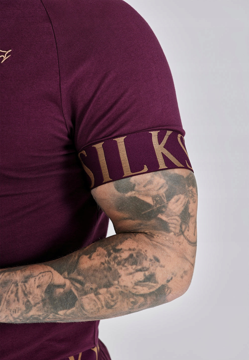 SIKSILK T-shirt męski bordowy burgund SS-27660 Tech T-shirt rozmiar S