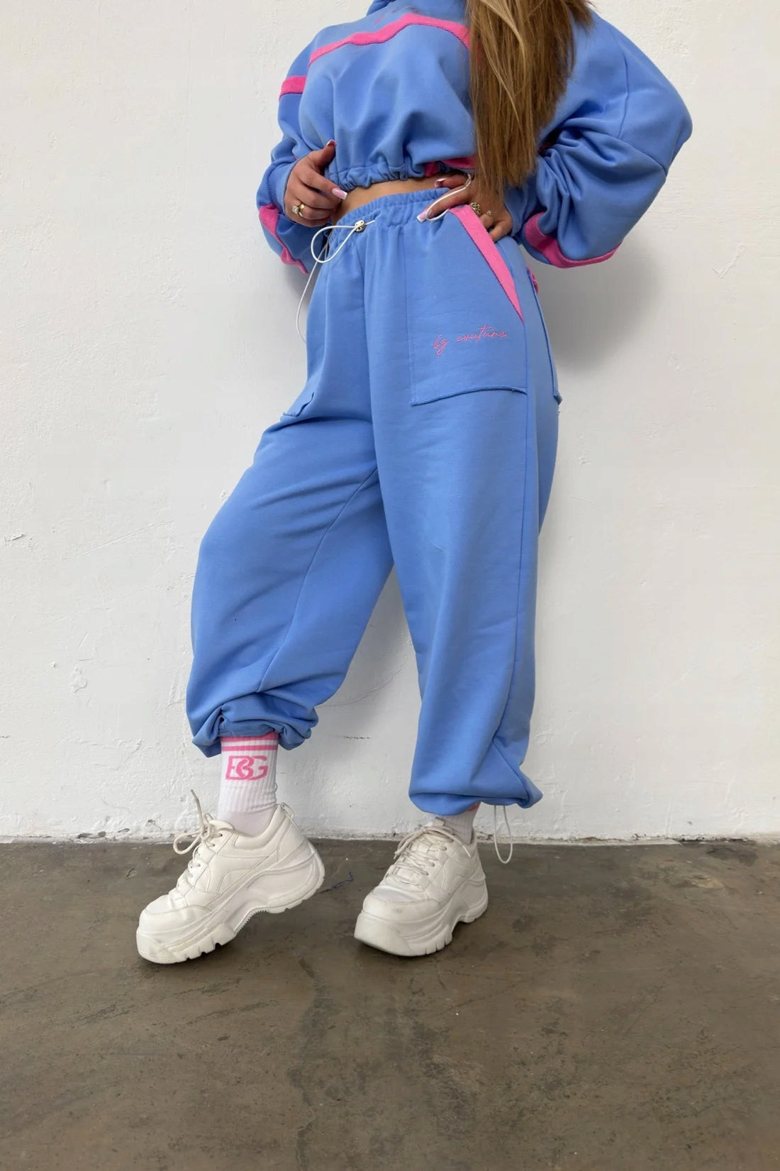 BRANDENBURG COUTURE Skarpety BG Frappe róż barbie - białe rozmiar 36-39