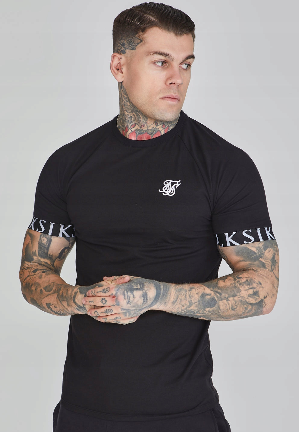 SIKSILK T-shirt męski czarny SS-26861 Tech T-shirt rozmiar S