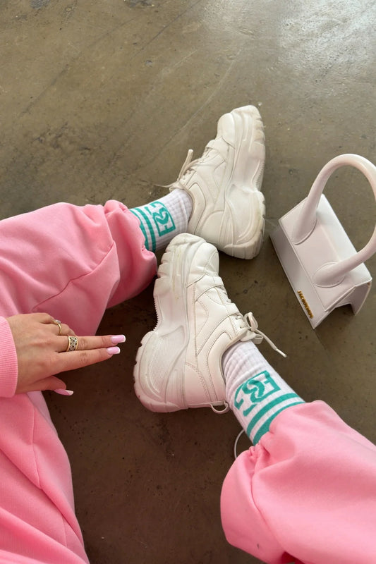 BRANDENBURG COUTURE Skarpety BG Frappe mięta - białe rozmiar 36-39