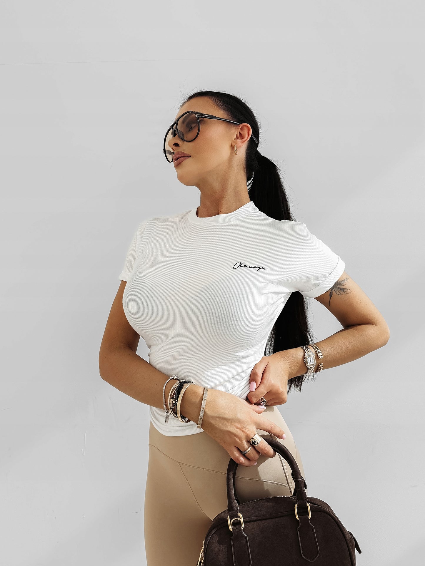 T-shirt damski OLAVOGA BASIC FIOERY 2025 ecru M