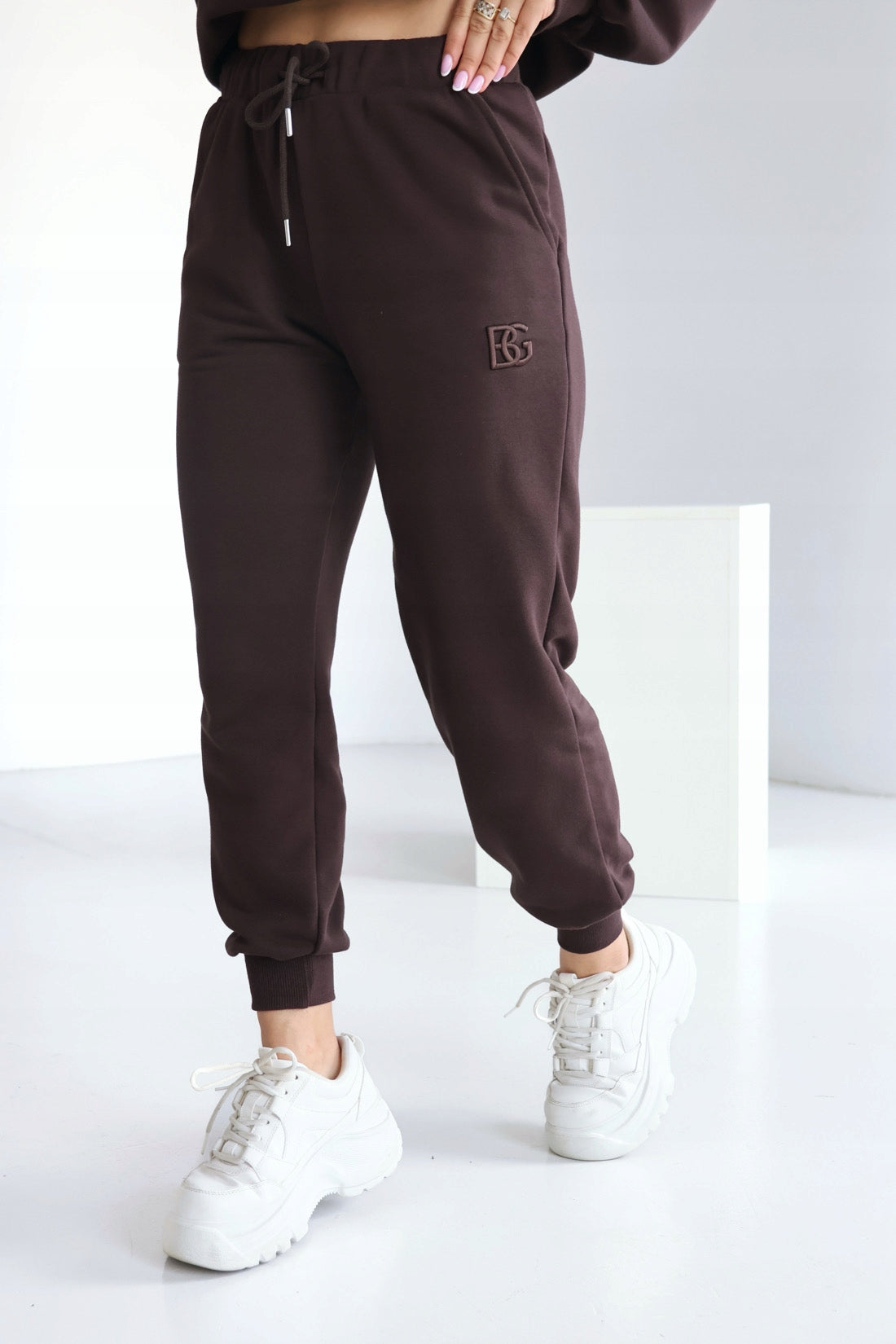 BRANDENBURG COUTURE Komplet dresowy brązowy damski rozpinany BG dres XL