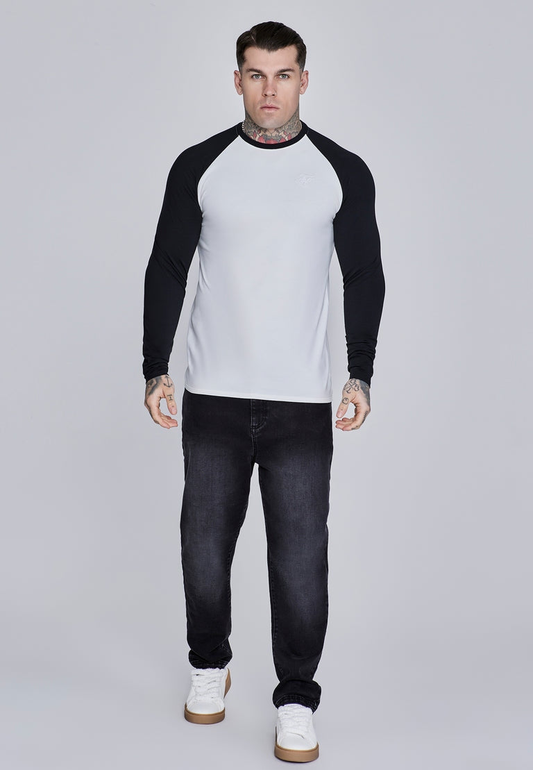 SIKSILK koszulka z długim rękawem LS Muscle Fit T-Shirt SS-28179 biała M