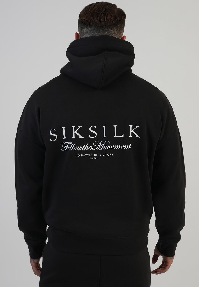 Siksilk Graphic Hoodie SS-28768 Bluza z Kapturem Oversize czarna M