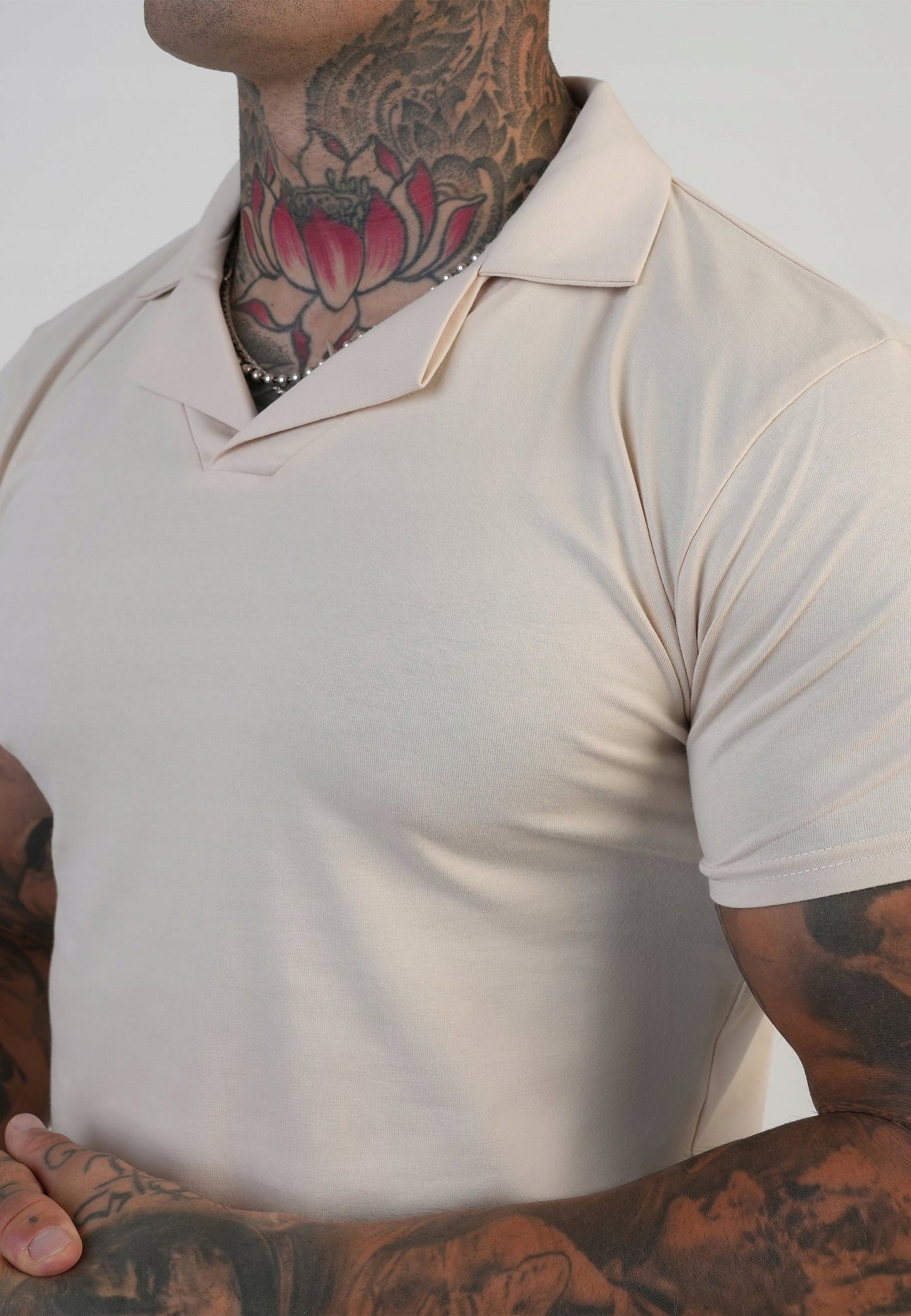SIKSILK Koszulka Polo ECRU SS-28493 Revere Polo rozmiar L
