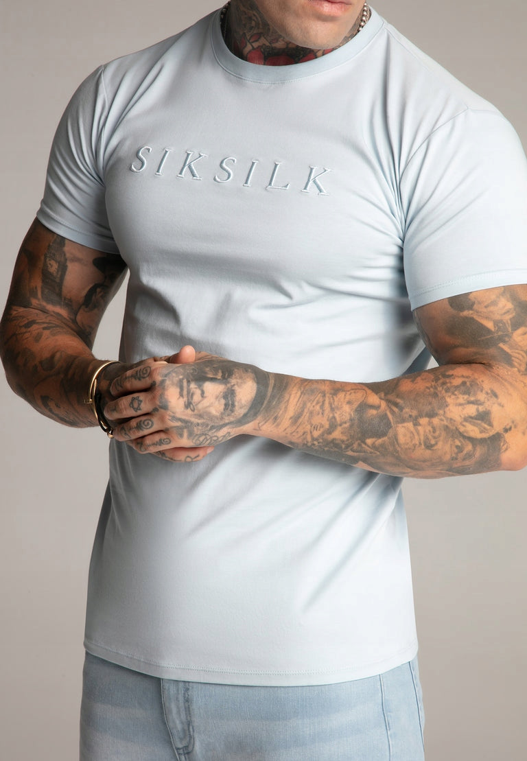 SIKSILK T-shirt męski niebieski SS-27372 koszulka Muscle Fit T-shirt rozm M