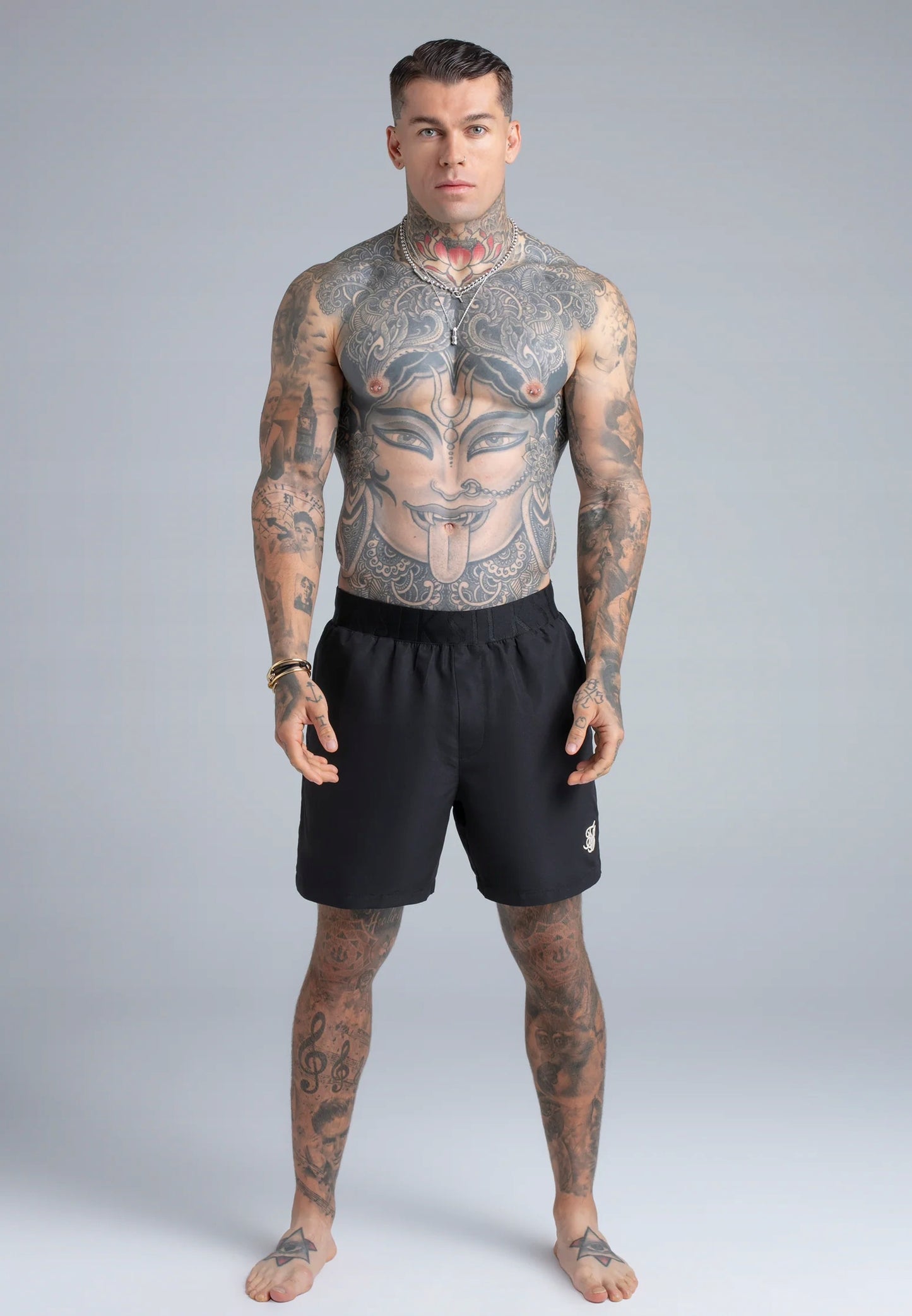 SIKSILK Szorty kąpielówki krótkie spodenki czarne SS-27336 do pływania XL