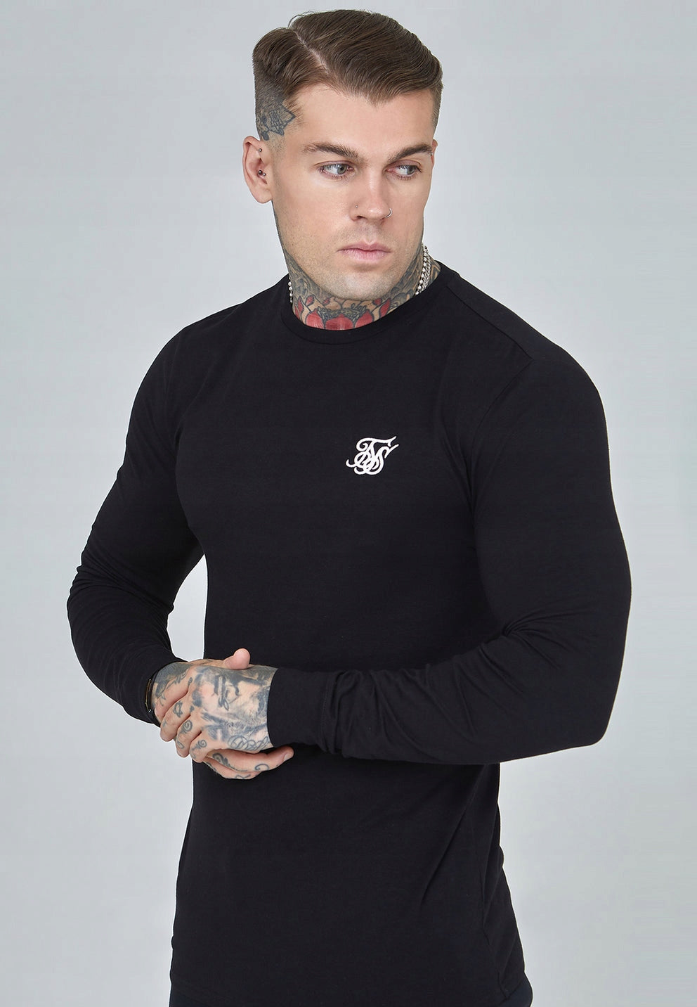 SIKSILK Bluzka z długim rękawem Long Sleeve T-Shirt SS-28461 czarna L