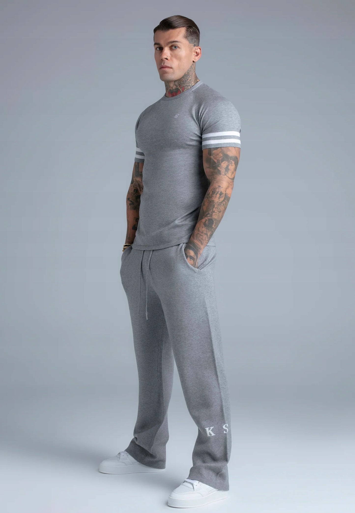 SIKSILK T-Shirt szary koszulka szara SS-28400 Knitted T-Shirt rozmiar M