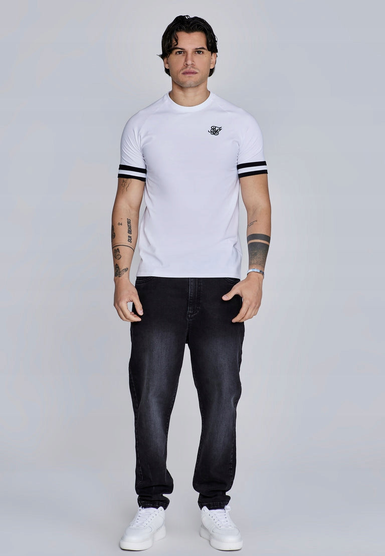 SIKSILK T-shirt męski biały SS-28047 Tournament T-shirt rozmiar M
