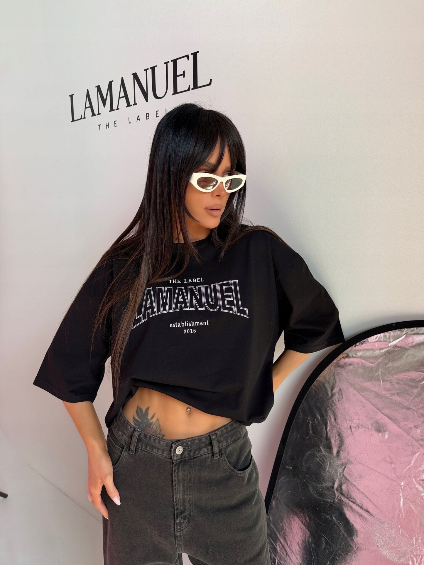 T-shirt damski La Manuel ADORA czarny ROZMIAR UNIWERSALNY
