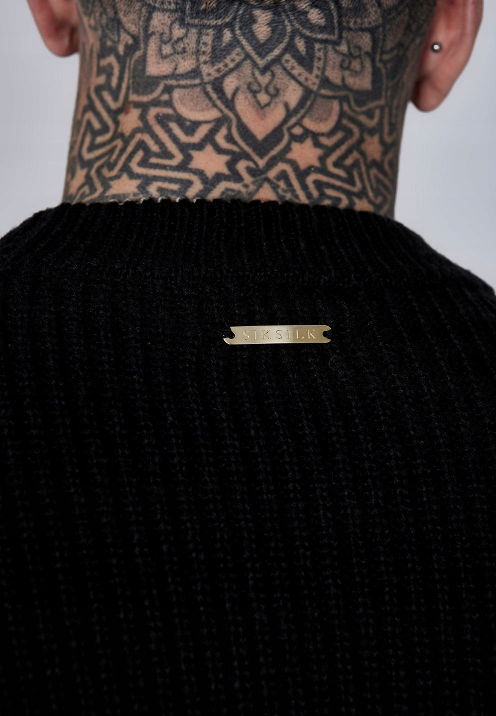 SIKSILK sweter męski czarny Knitted Sweater SS-27906 rozmiar L