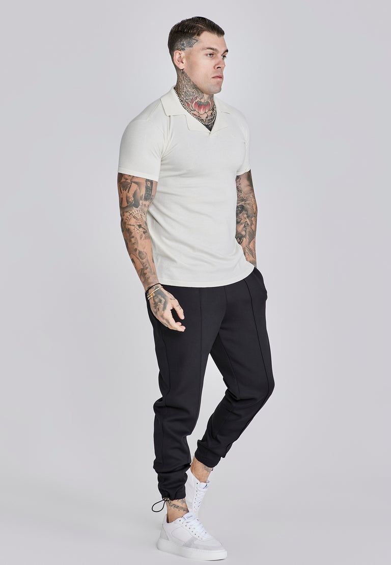 SIKSILK biała ECRU koszulka polo SS-27869 Revere Polo rozmiar S