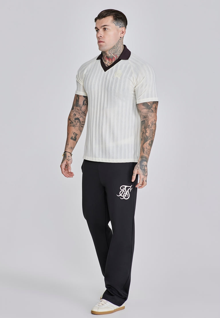SIKSILK Koszulka polo męska biała ECRU Polo T-Shirt SS-27879 rozmiar S