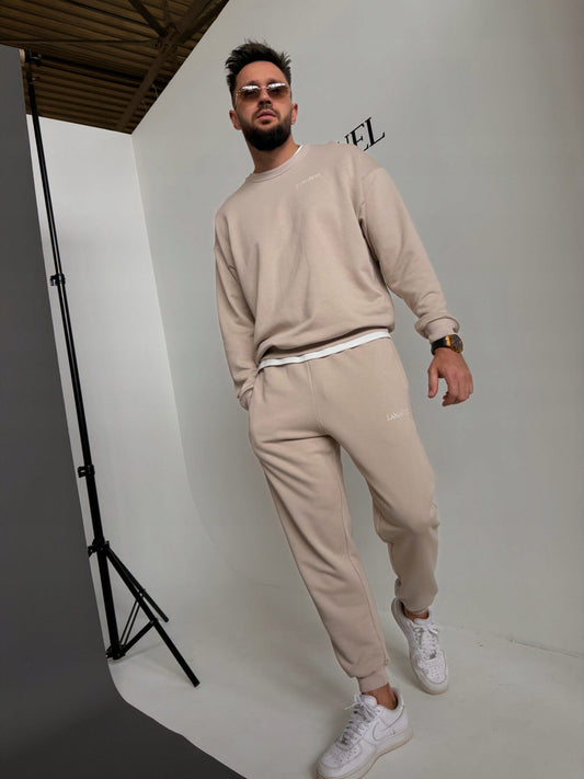 KOMPLET MEN BEŻ LA MANUEL ROZMIAR S/M LAMANUEL BLUZA SPODNIE BASIC