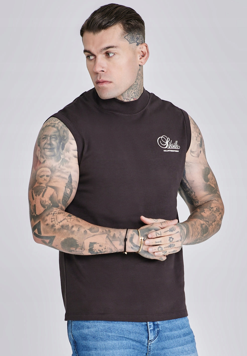 SIKSILK koszulka bez rękawów podkoszulka T-shirt SS-27159 rozmiar M