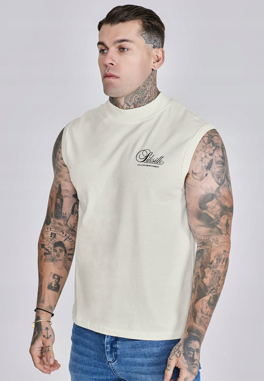 SIKSILK koszulka bez rękawów biała ECRU T-shirt SS-27793 rozmiar M