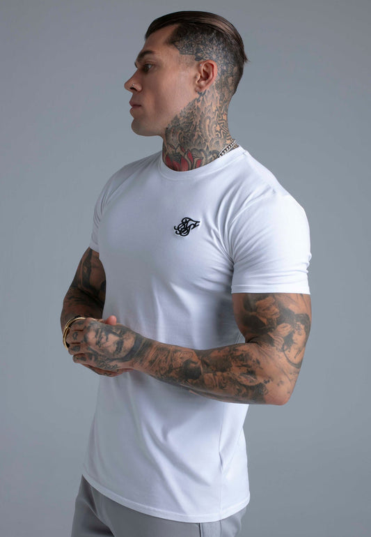 SIKSILK T-Shirt męski biały klasyczny Essentials T-Shirt SS-28609 r. M