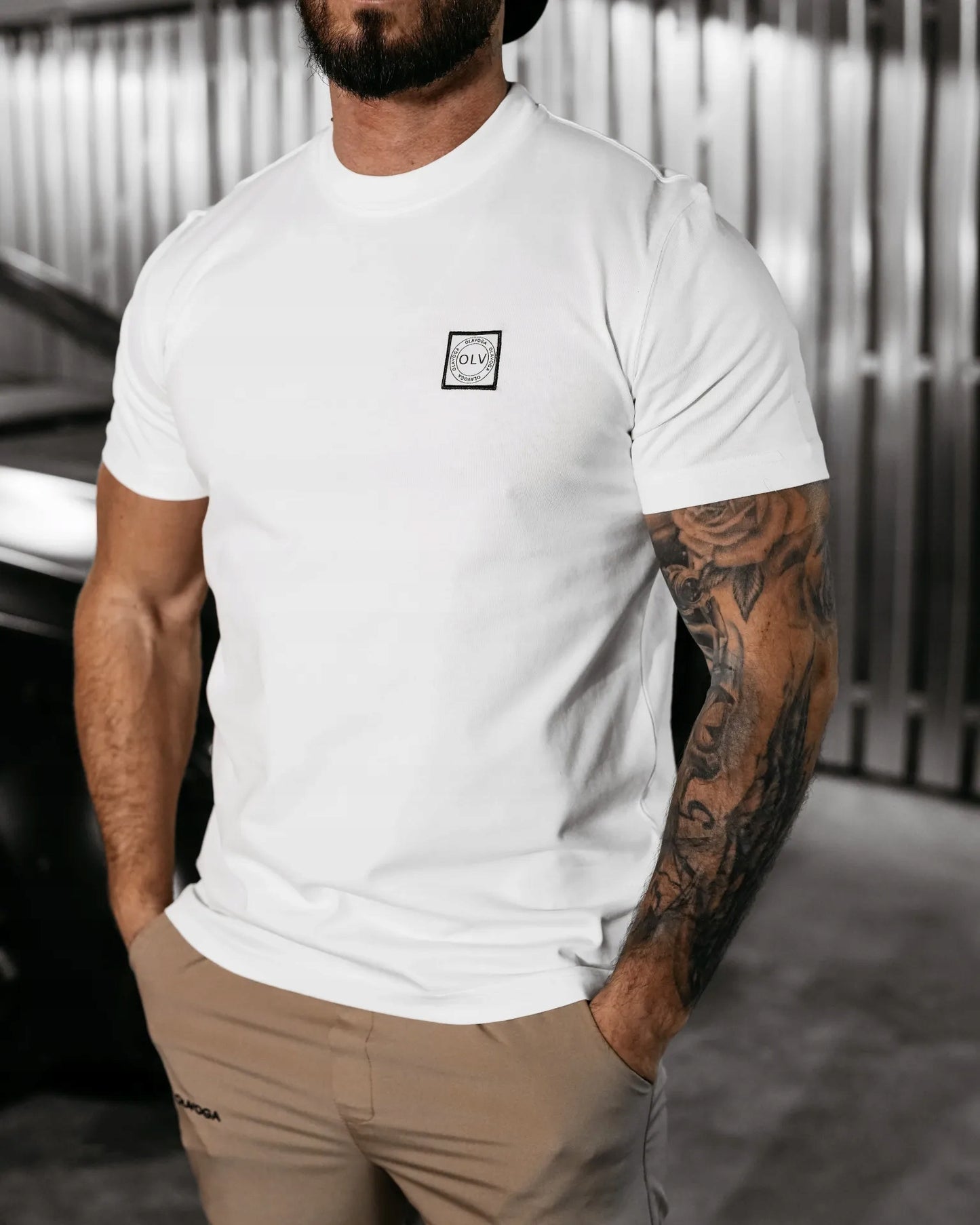 OLAVOGA T-shirt męski biały O LA VOGA Men STONE ECRU Rozmiar M