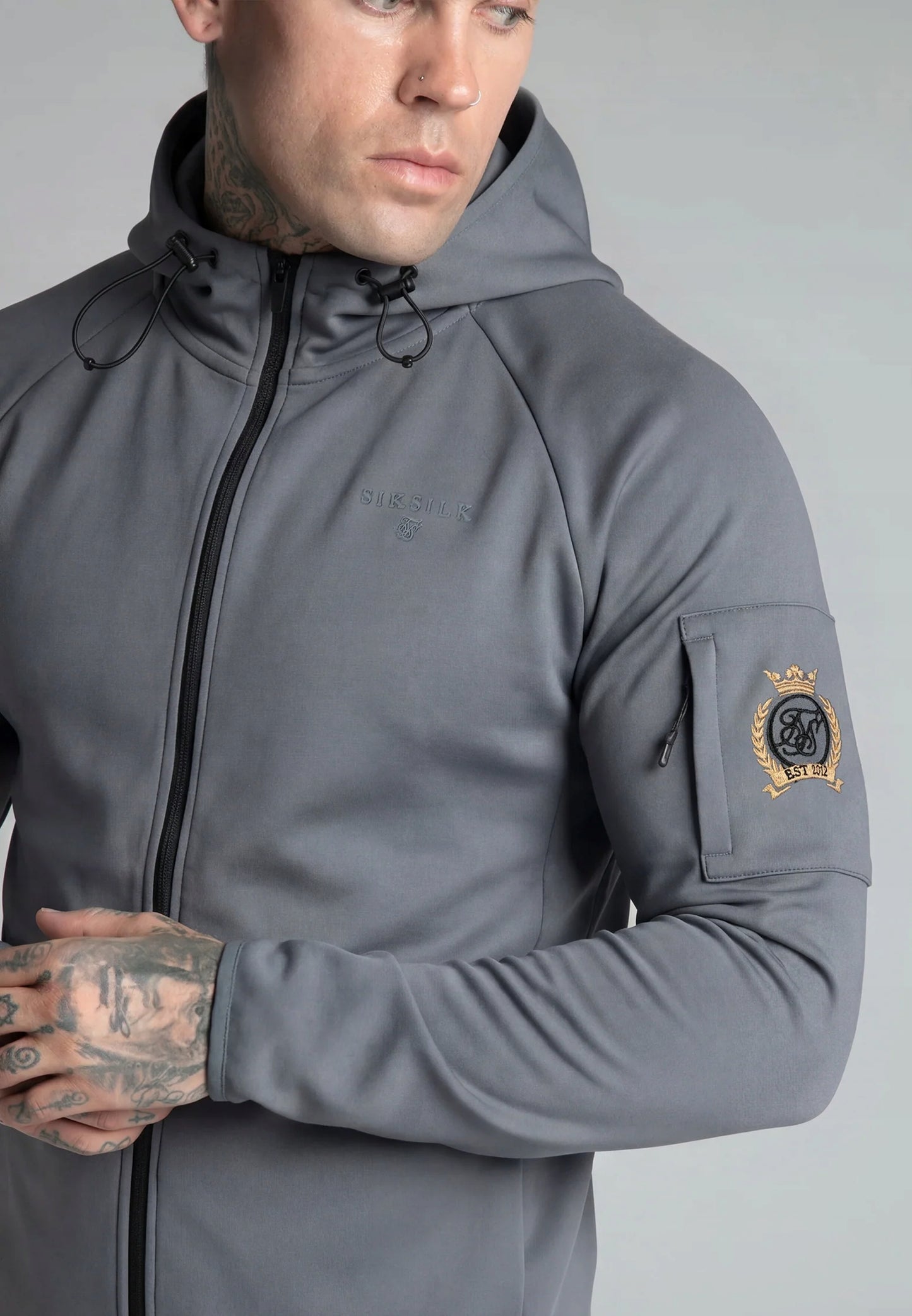 SIKSILK Bluza Męska Niebieska Rozpinana SS-28281 Full Zip Hoodie Premium L