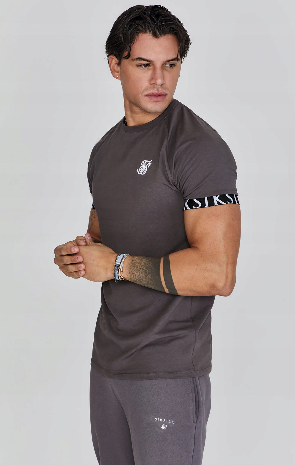 SIKSILK T-Shirt męski szary Tech T-Shirt SS-26774 rozmiar S