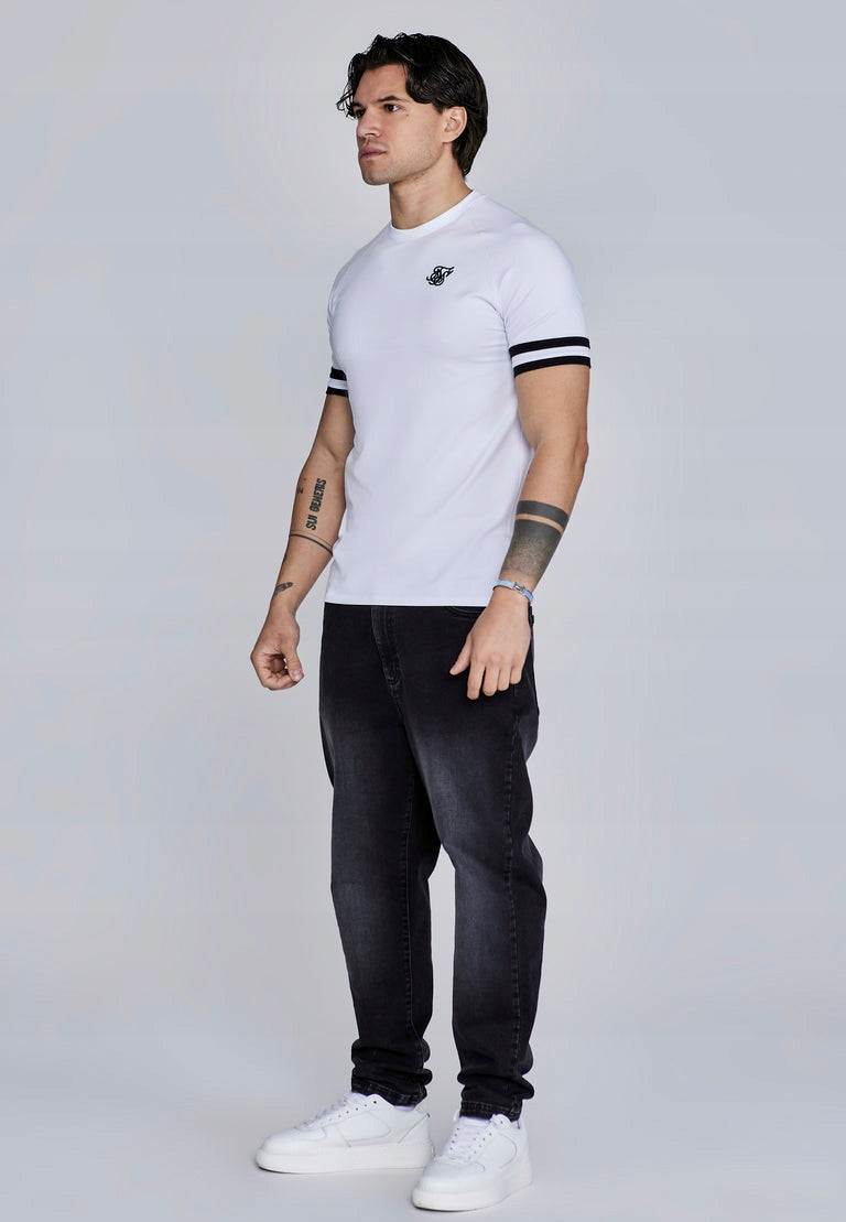 SIKSILK T-shirt męski biały SS-28047 Tournament T-shirt rozmiar M
