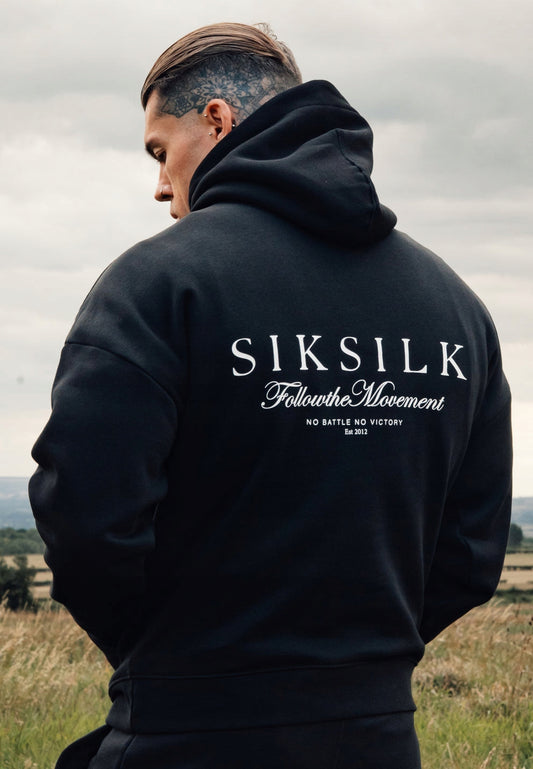 Siksilk Graphic Hoodie SS-28768 Bluza z Kapturem Oversize czarna L