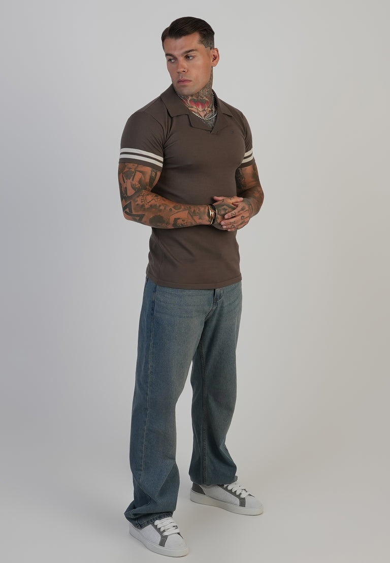 SIKSILK koszulka polo brązowa SS-28154 Brown Tournament Revere Polo M