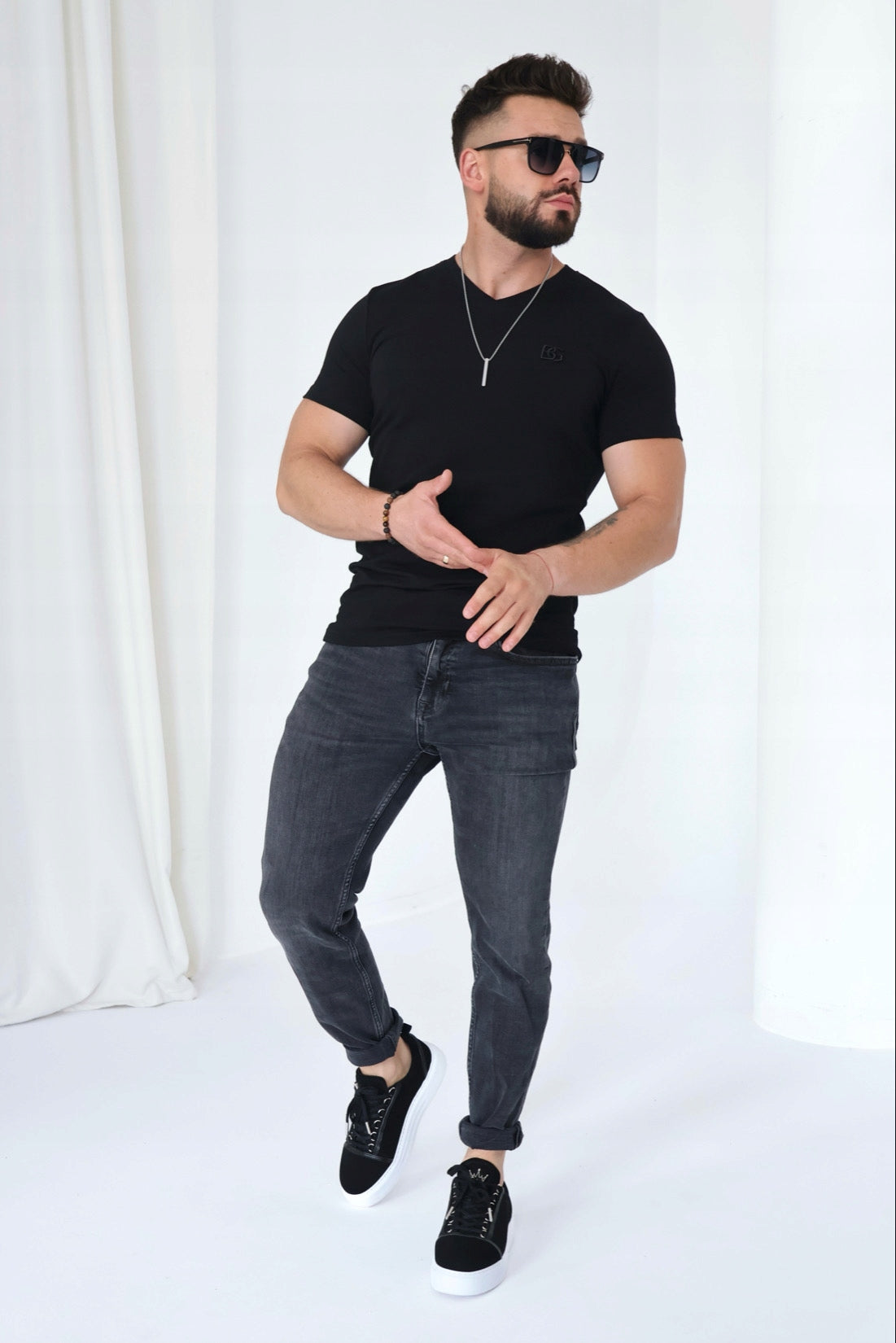 Brandenburg Couture T-SHIRT MĘSKI BG VOLTA | CZARNY bawełna rozmiar XL