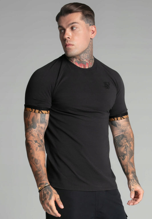 SIKSILK T-shirt męski czarny SS-27392 Tech T-shirt rozmiar S